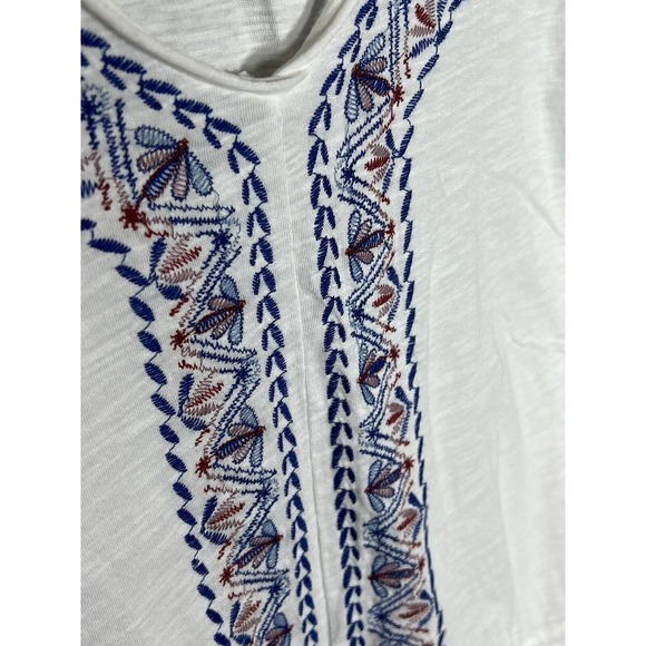 Knox Rose Short Sleeve Raw Edge Shirt Womens Size XXL White Embroidered Bug Fly - Picture 6 of 8